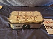 Yogurtera Mueller Ultra con 8 frascos/tapas de vidrio de 6 oz, modelo YL-470 y manual