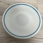 10 Pyrex Corning Teal Blue Stripe Coffee Saucer Milkglass #702
