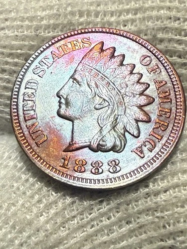 1888 Indian Head Cent 1c High Grade AU+ High Grade  Details Toned