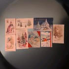 Vintage Greeting Card Lot /8 - Glitter Winter Scenic & Elegant Ladies 1940s-60s — photo 1