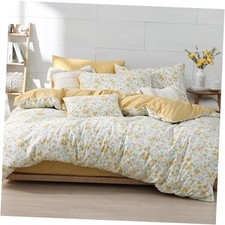 100 Natural Cotton Duvet Cover Twin Twin 68" 90" Floral - Yellow  White