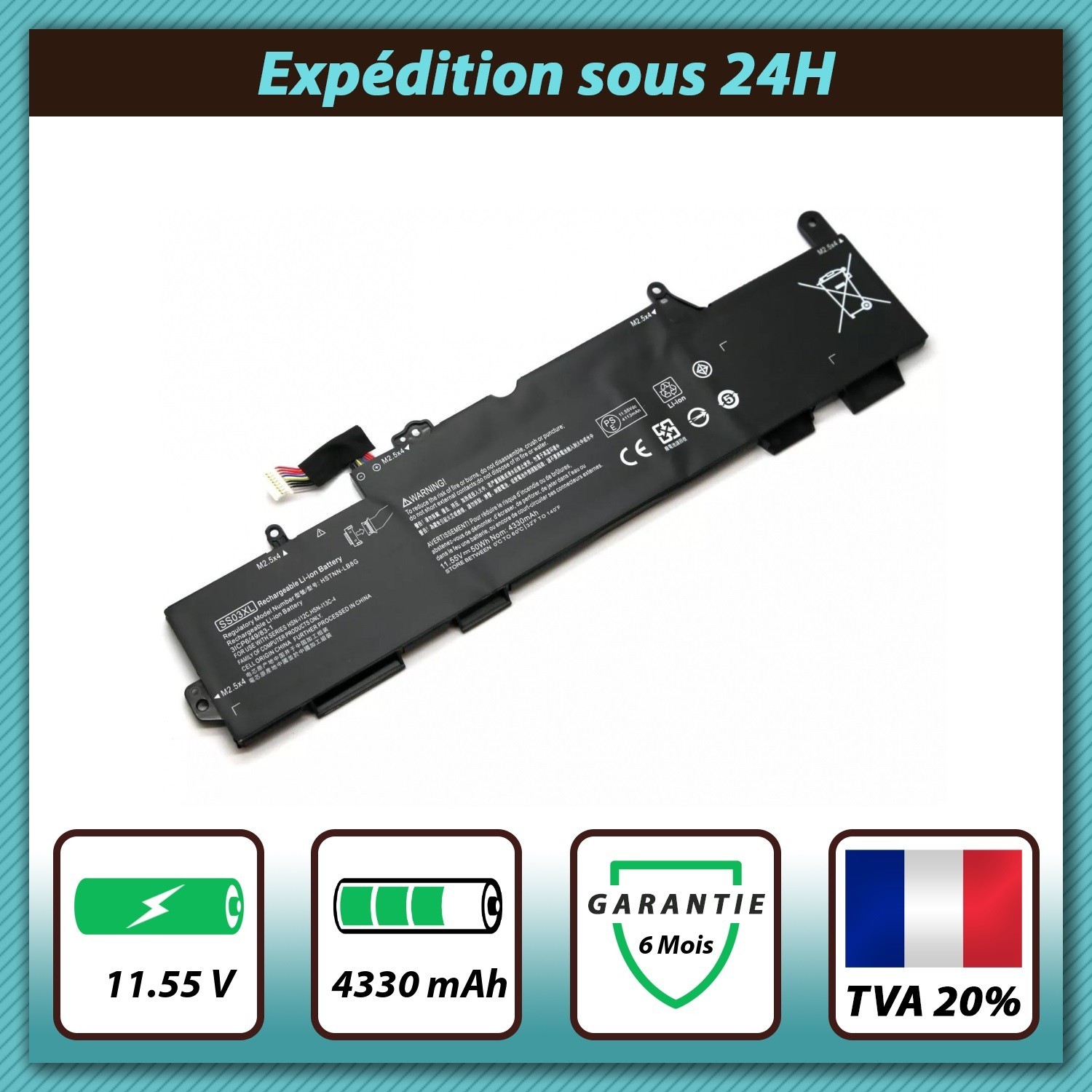 Batterie pour HP EliteBook 840 G5 haute longévité 11.4V 4100mAh Premium
