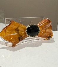 Art deco vintage faux tortoise cabochon Bakelite brooch old hair barrette
