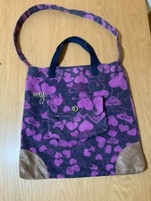 Borsa donna Roxy retrò tela viola e blu amore cuore design vintage anni 2000