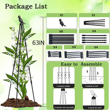 Garden Trellis for Climbing Plants,63inch Tall Plants Trellis Support with Ad...