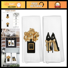 Elegant Black and Gold Towel Set - 2-Piece Luxury Bathroom Towels