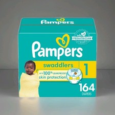Pampers Swaddlers Soft Sensitive Skin Baby Diapers Size 1, 164ct Blowout Barrier