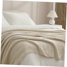 Cooling Muslin Blanket Queen Size 90"x80", 6 Queen Size 90"X80" French Oak