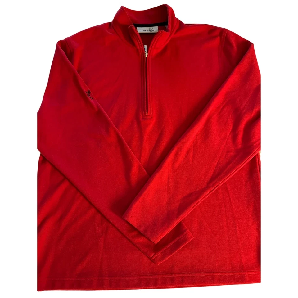 Ashworth 男式纯色半拉链高尔夫皮马修身套衫毛衣红色中号 — 第 2/4 张图片