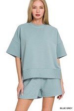 Zenana Ribbed Round Neck Waist Banded Tee  Shorts Set