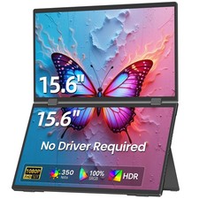 UPERFECT 15.6" Folding Monitor Dual Portable Display 1080P Bult-in Stand  VESA