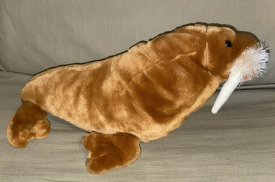 K & M Brown WALRUS Plush Realistic Stuffed Animal 14'' Vibrissae Tusks 2005