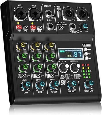 Doslnlya XR-4 Black 4 Channel Professional Bluetooth 5.0 DJ Audio Mixer