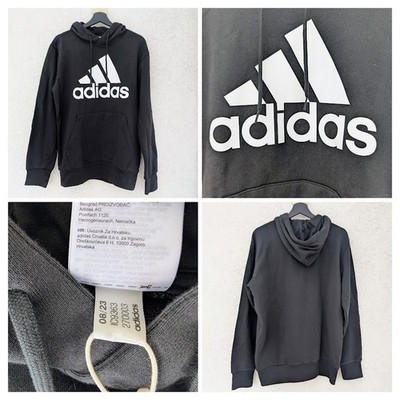ADIDAS ESSENTIAL FRENCH TERRY HOODY M BIG-LOGO BLACK SWEATSHIRT SPORTSWEAR