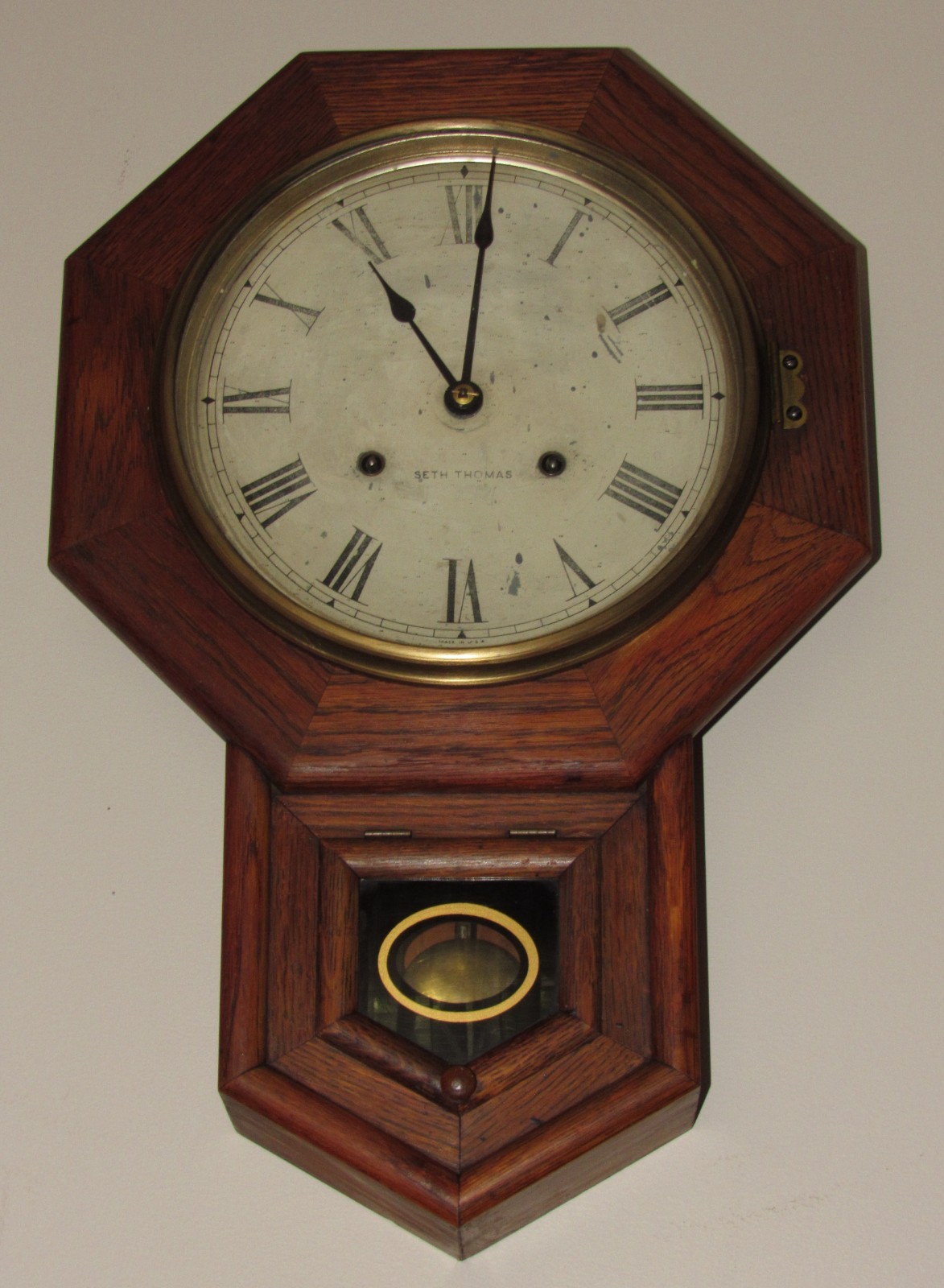 Antique Seth Thomas Regulator Wall Clock 8-Day, Time/Strike