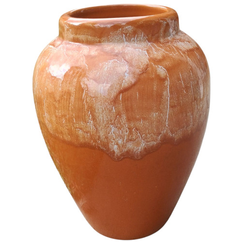 RRP Co Roseville Ohio Orange Drip Glaze Pottery Planter Vase Garden Urn 18" Rare