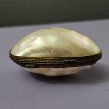 Antique 19th Century Victorian French Holder Mother of Pearl & Brass. Snuff Pill