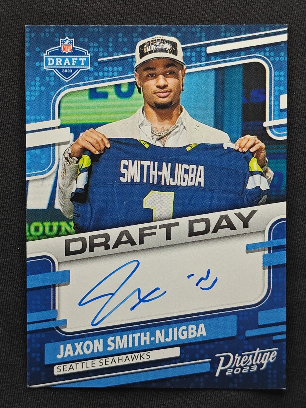 2023 Panini Prestige Rookies Jaxon Smith-Njigba ROOKIE Draft Day BLUE INK Auto