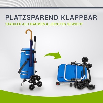 3 in 1 Trolley Shopping Klappbarer Einkaufstrolley mit Kühlfach Wagen Tasche 56L