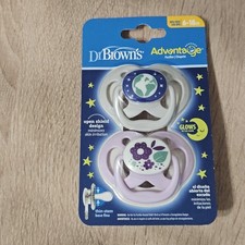 Dr. Brown's 2-Pack Glow in the Dark Pacifiers - 6-18 Months Girls Flowers Earth