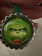 Id badge holder retractable clip Lanyard Grinch Dog Max Green Handmade