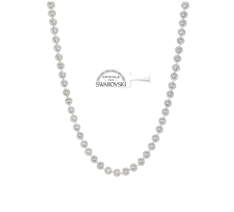 Collana Tennis Una Angel Argento con Cristalli Swarovski Elements Originali - Immagine 2 di 3