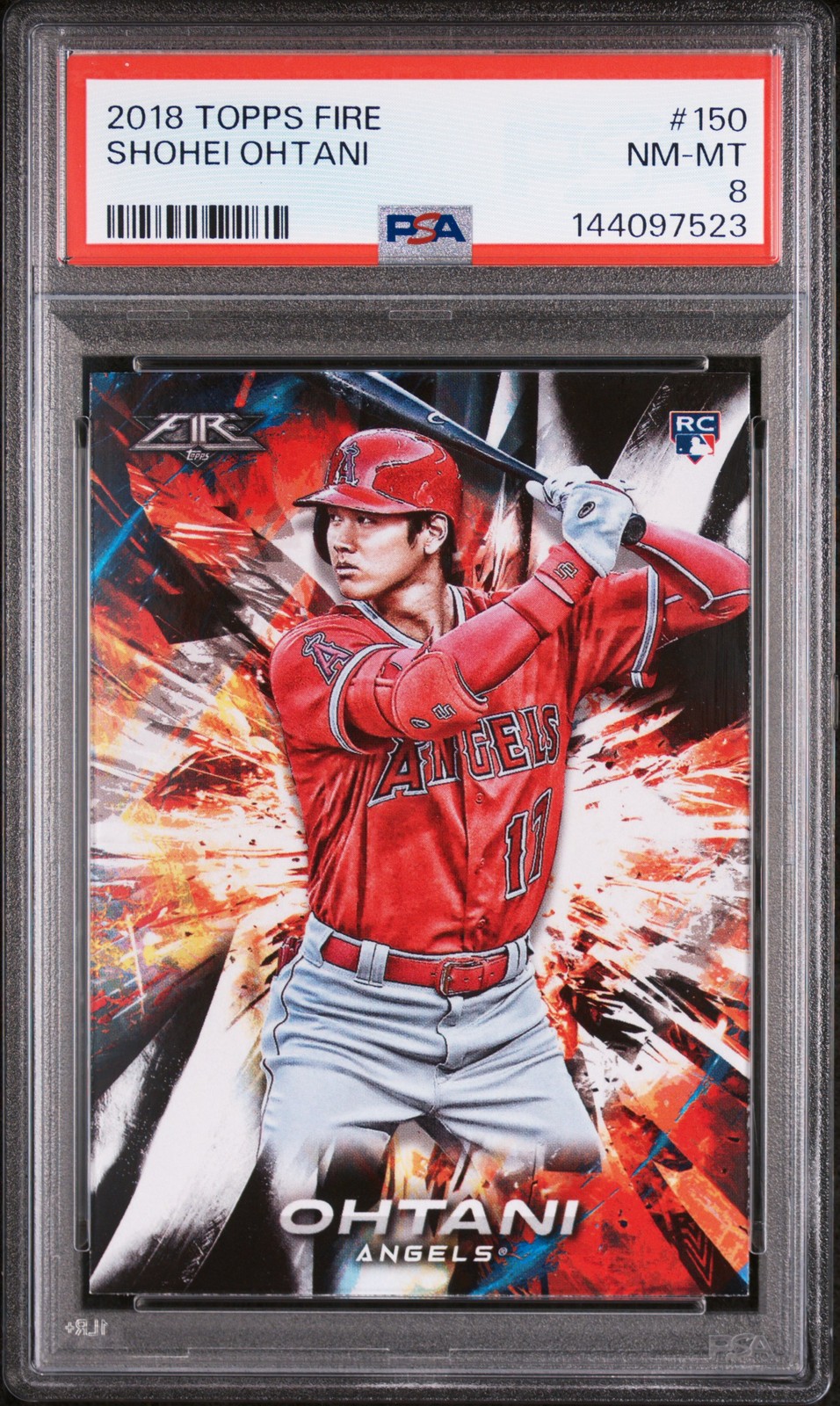 2018 TOPPS FIRE #150 SHOHEI OHTANI ROOKIE RC PSA 8