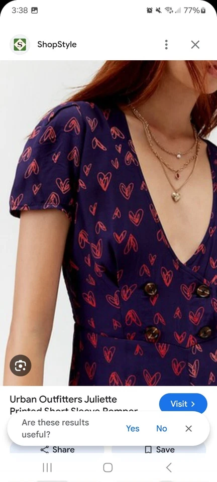 Mameluco manga corta estampado corazón Juliette Urban Outfitters nuevo sin etiquetas grande Foto 3 de 4