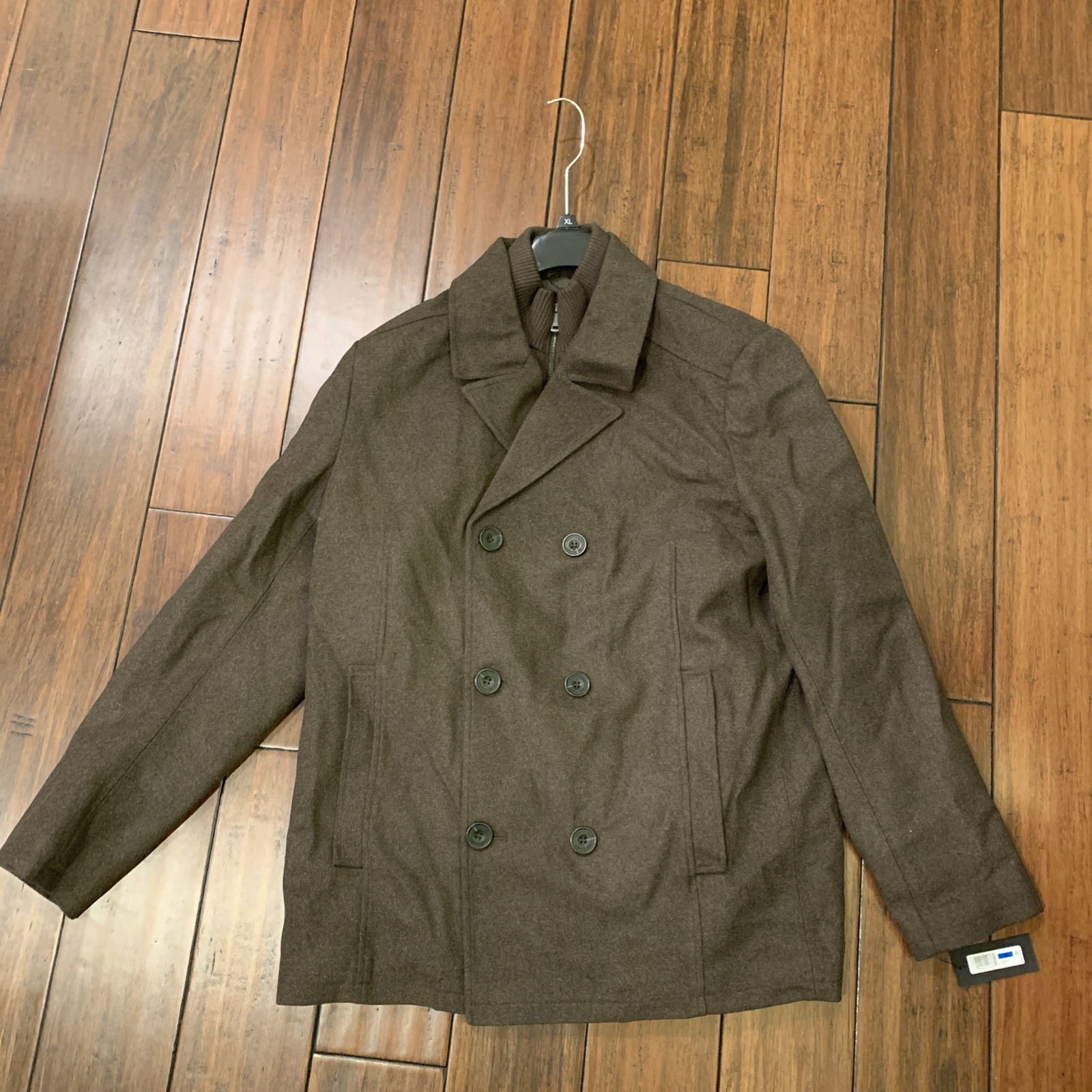 Kenneth Cole Mens New York Wool Coat Peacoat Brown Size XL MSRP $250