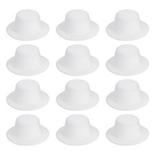 12Pack 5.3 Inch Mini Formal Hats Miniature Doll Hats for Crafts White