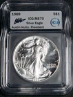 1989 $1 American Silver Eagle Dollar ICG MS70 - Austin Hutto