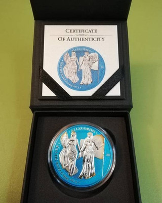 2019 Germania Columbia  Allegories 1oz Silver Space Blue Coin Mintage 50 Pieces