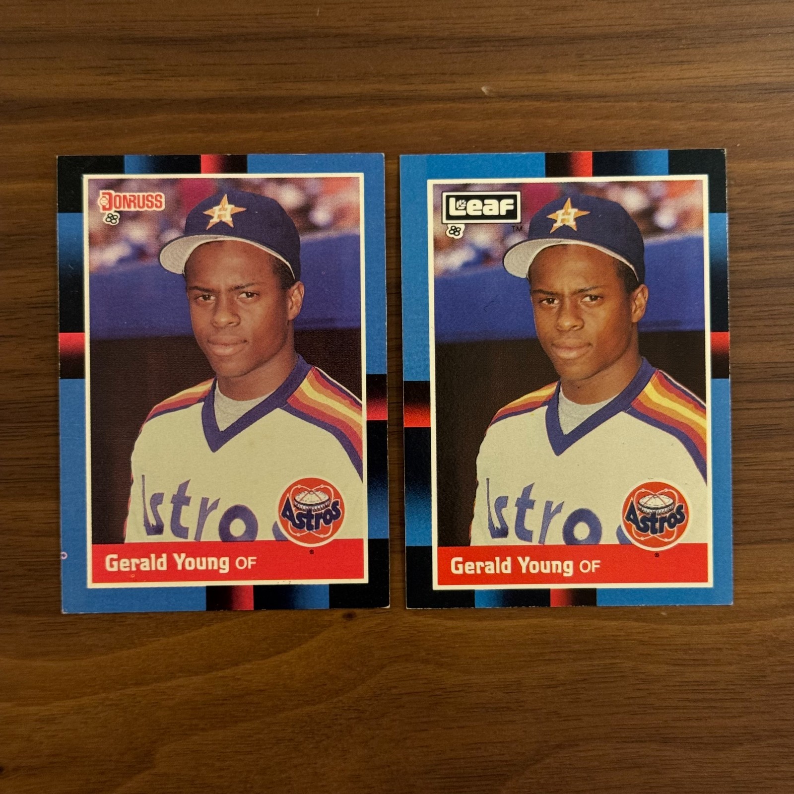1988 Donruss & Leaf Gerald Young Astros Lot – 2 Card Set #431 #210 – Clean