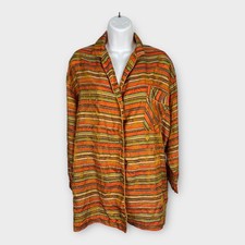 80s Vintage Victorias Secret Gold Label Womens Sleep Shirt Orange Stripe Small