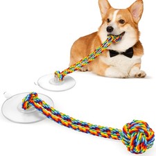 Interactive Tug-of-War Dog Toy with Strong Gel Suction Cup,Cotton Tug Rope,Pu...