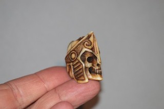 Japanese Antique Netsuke Ojime Bead Button Skull