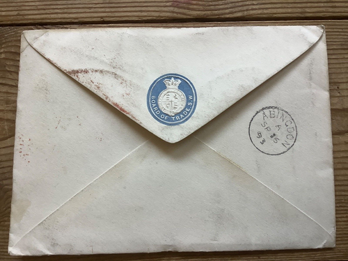 Vintage 1893 Board of Trade Official Envelope to Abingdon - Picture 2 of 2