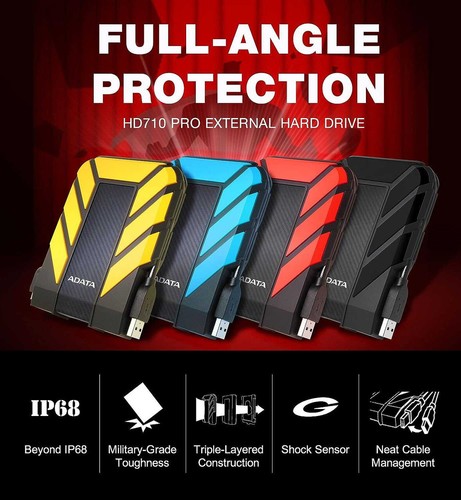 ADATA 4TB HD710 Pro Rugged External Hard Drive, 2.5", USB 3.1, IP68 Water/Dus... - 第 5/14 張圖片