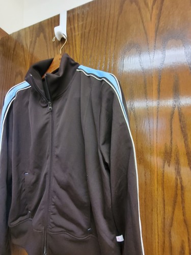 Vtg New Y2K Retro Counter Culture  Track Jacket Full Zip Mock Neck Brown Blue XL - Picture 5 of 8