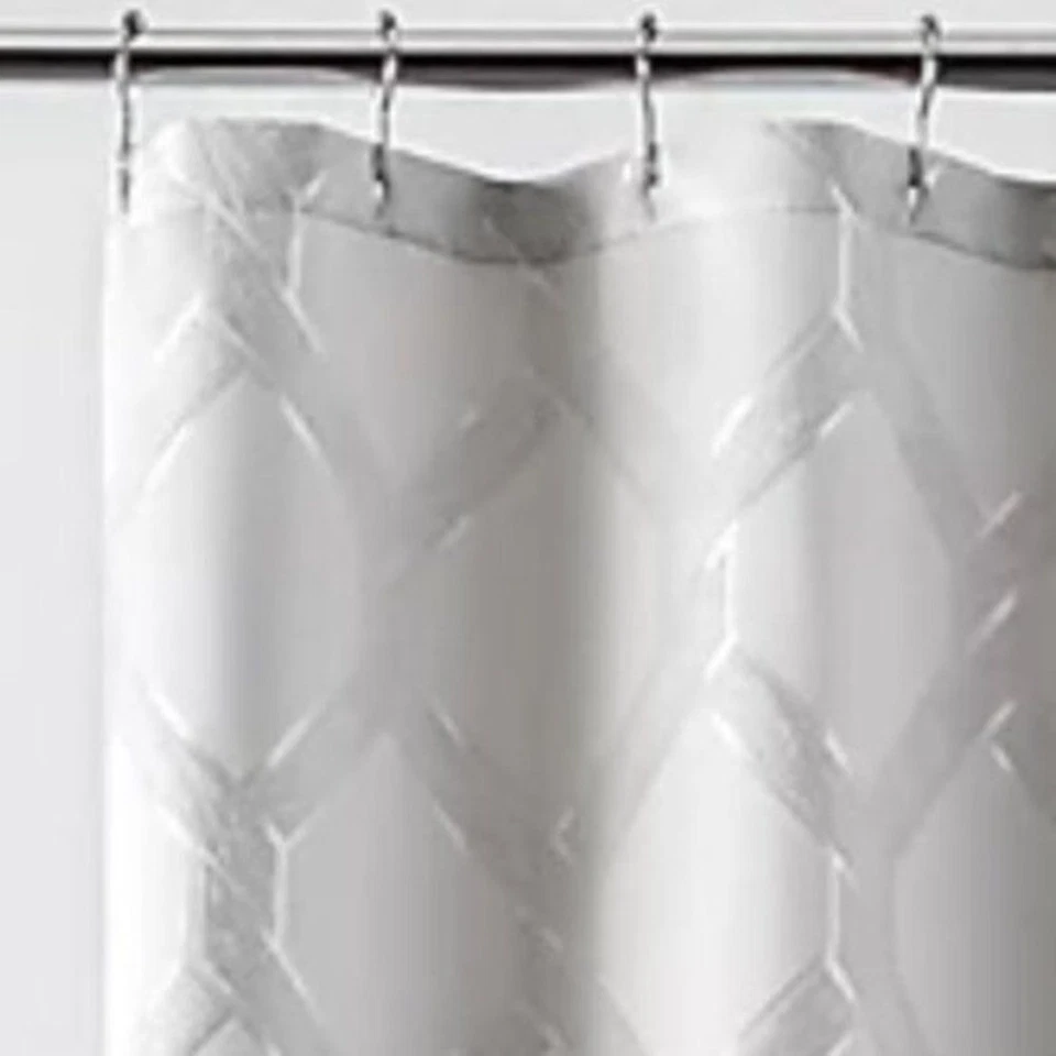 Cortina de Ducha de Tela Croscill Gwynn Gris Plateado Diseño Geométrico ¡Nueva! Foto 2 de 3