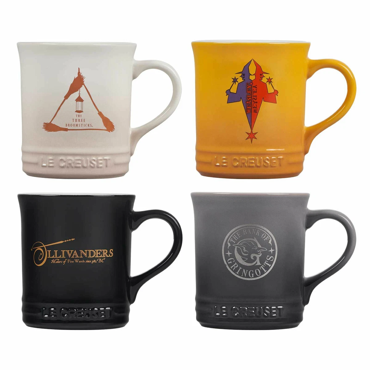 LE CREUSET HARRY POTTER COLLECTION MAGICAL MUG SET of 4 STONEWARE 400ml