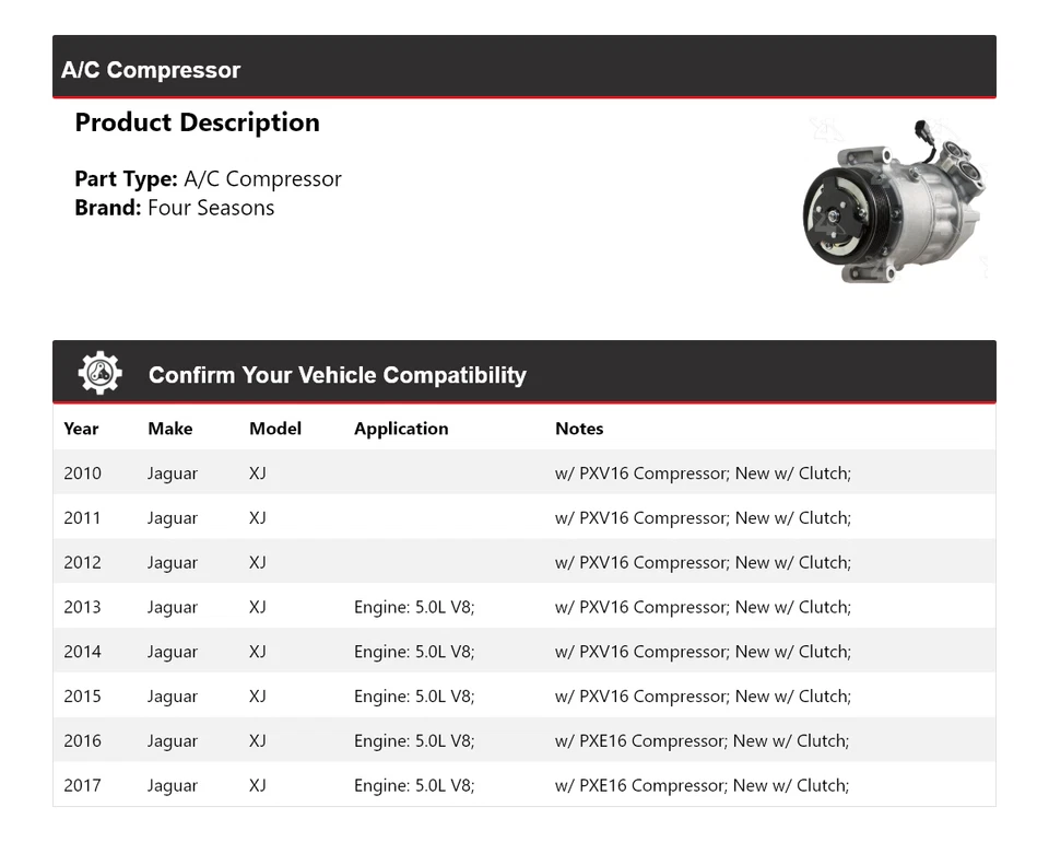 Compresor de aire acondicionado para Jaguar XJ 2010-2017 4 estaciones 2011 2012 2013 2014 2015 2016 Foto 2 de 4
