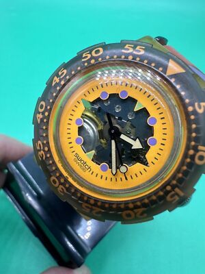 1990 Purple and Orange Swatch Scuba Skeleton Quartz Watch Swiss Made Wristwatch 1990 Purple and Orange Swatch Scuba Skeleton Quartz Watch  main image 3