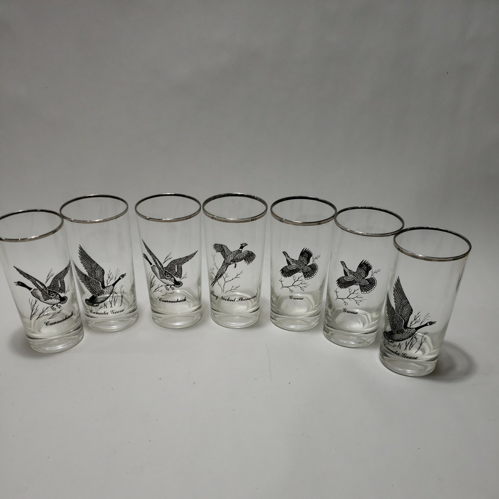 Set of 7 Vintage Drinking Glasses Game Birds Federal Glass Grouse Canada  Goose | eBay