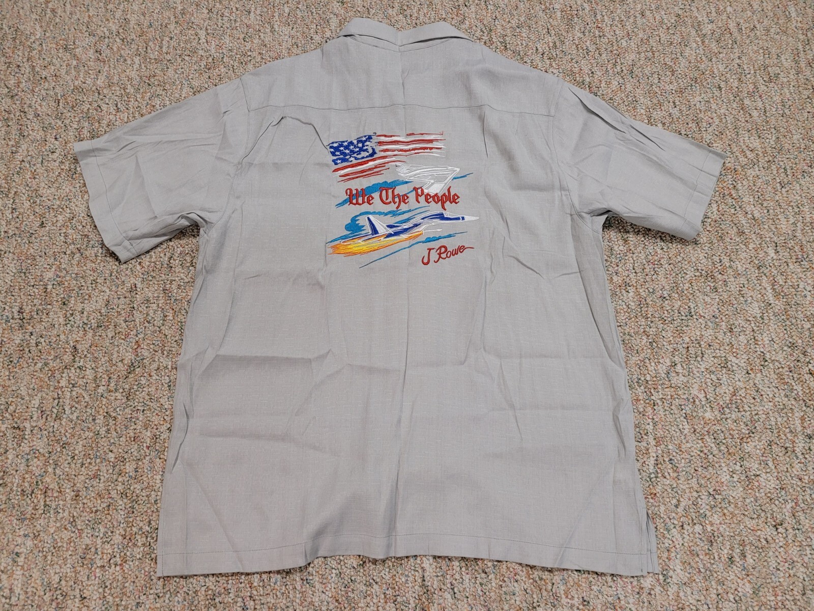 FILA Camicia J Rowe uomo grande grigia patriottica noi il popolo ricamo colletto ad anello