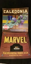 TWO Marvel & Caledonia Vintage Vegetable/ Fruit Crate Label, ORIGINAL LABEL 10B