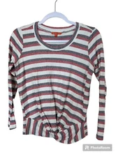 Modcloth Striped Twist Front Long Sleeve Top Womens Size Small