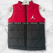 Jordan Red and Black Puffer Boy Vest