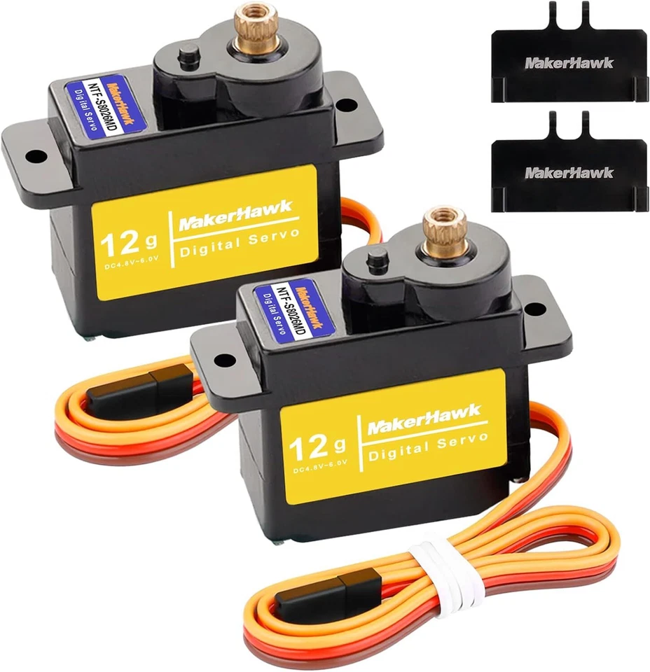 2Pcs Mini Digital Servo High Torque - Waterproof Metal Gear Servo 12g 4.8V~6.0V - Image 2 of 4