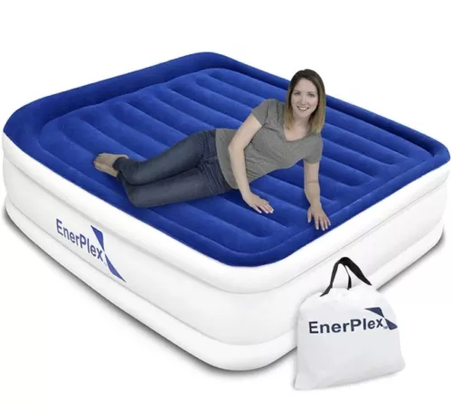 EnerPlex Queen Double High Air Mattress w/ Built in Pump. Camping, Home, Travel.